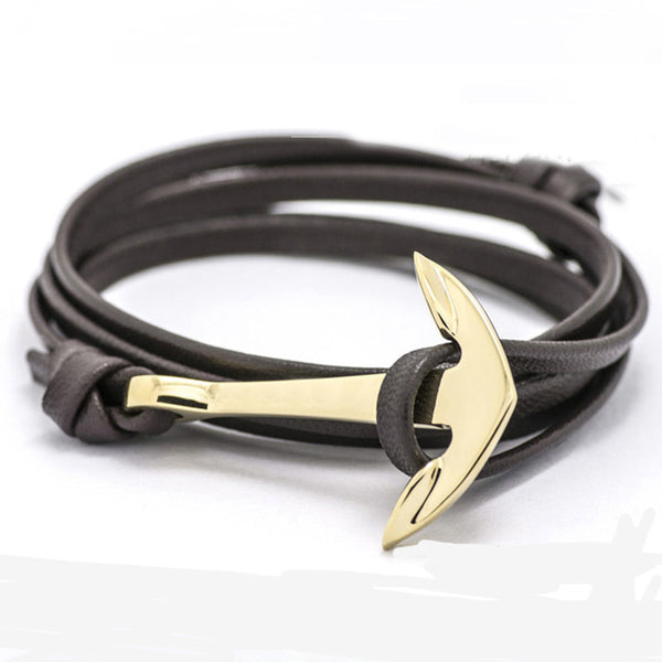 Multilayer Anchor Leather Bracelet